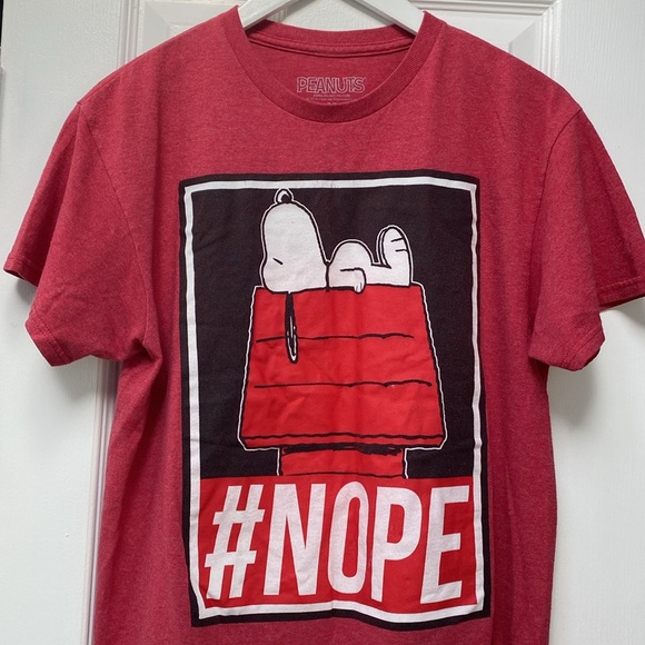 “#Nope” Cute Graphic Snoopy Red Tee Shirt PEANUTS From 2018 Collection Size M !! - Picture 6 of 8